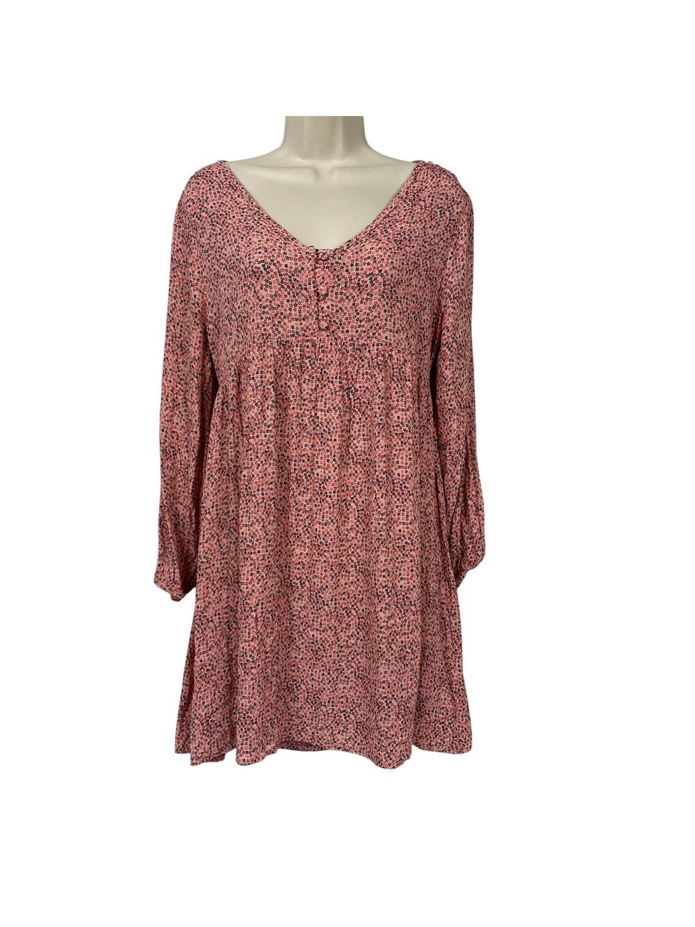 Nines By HATCH Maternity Dress Medium Pink Ditzy Floral Swing Mini Boho Flowy